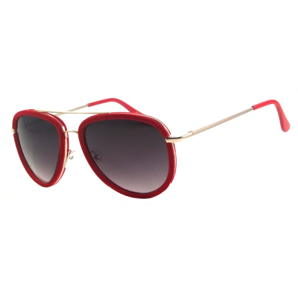 Retro Aviator Sunglasses Velour Classic Pilot Red